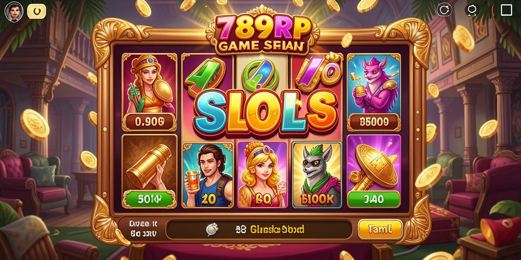 Tampilan gameplay yang menarik dengan mesin Slot yang berwarna-warni.