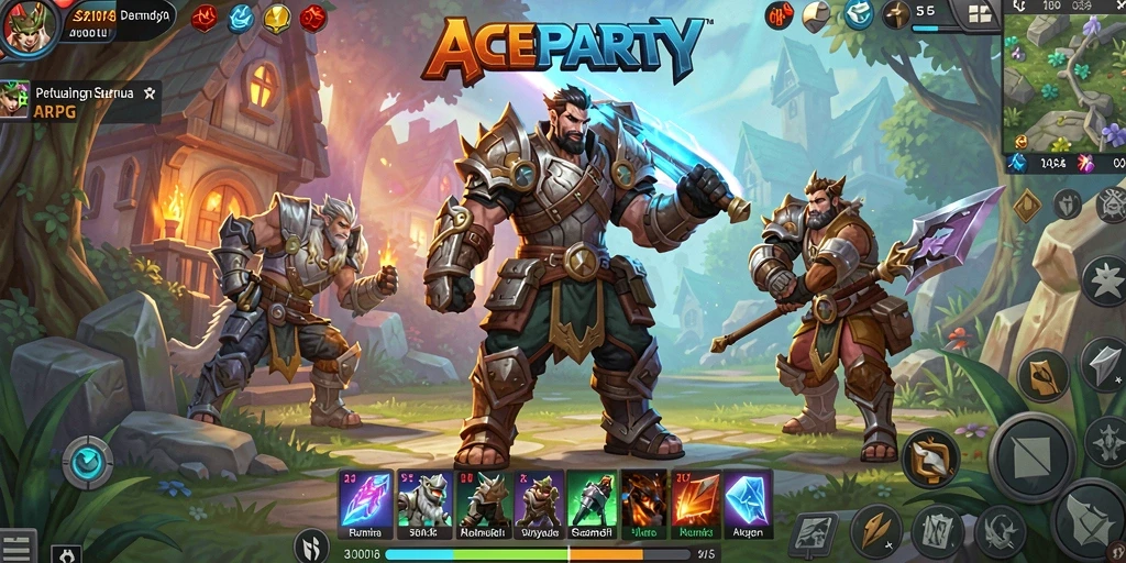 Tangkapan layar utama ACEPARTY menunjukkan aksi seru dalam pertempuran ARPG.