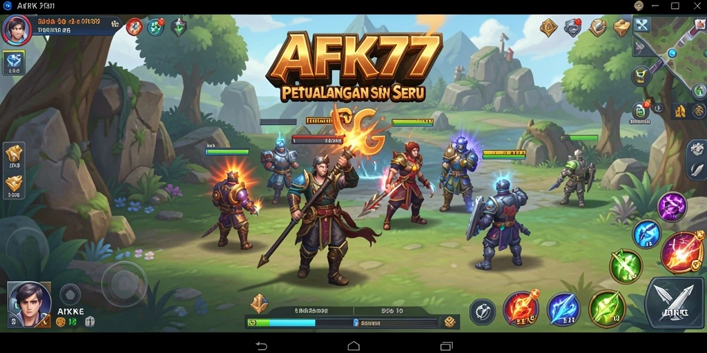 Gameplay seru AFK77 yang menghadirkan pertarungan RPG menarik.