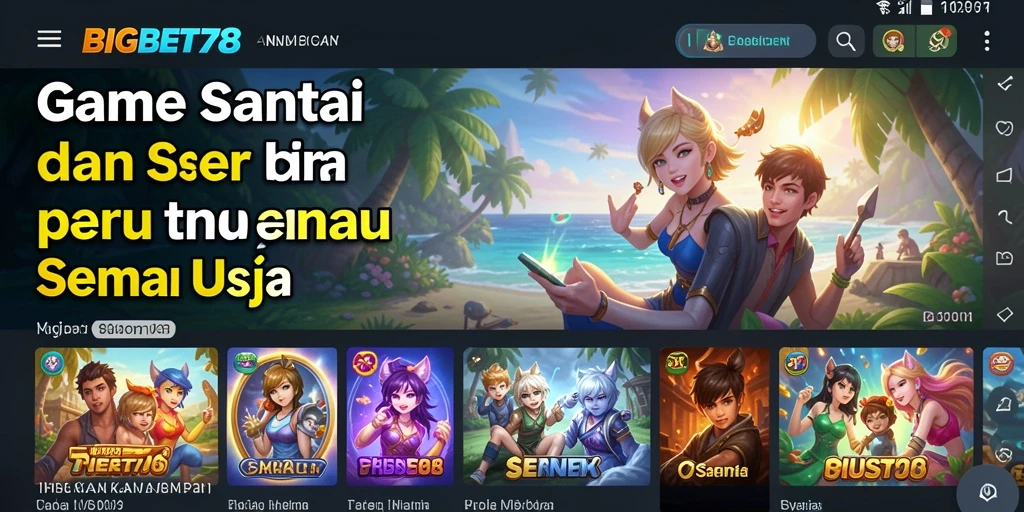 Tampilan gameplay <strong>BIGBET78</strong> yang cerah dan menyenangkan, cocok untuk semua usia.