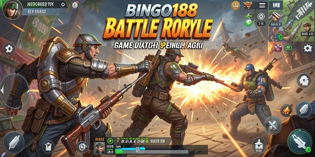 Tampilan aksi seru di battlefield BINGO188 dengan pemain yang bersaing.
