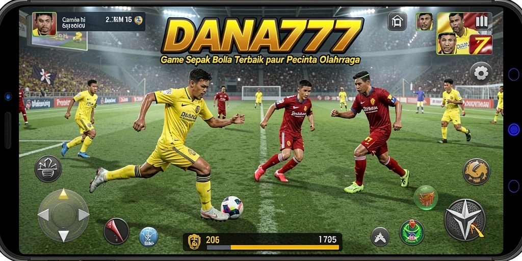 Tampilan gameplay DANA777 yang menegangkan saat pertandingan sepak bola.