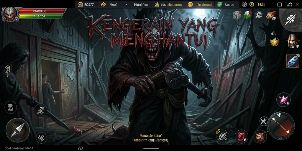 Screenshot gameplay EOS77 menampilkan suasana Horror yang menegangkan.