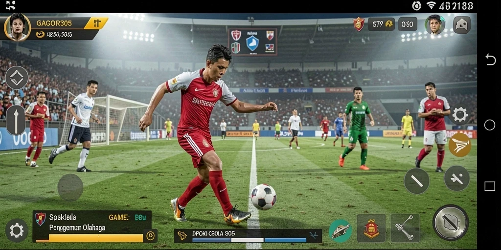 Tangkapan layar GACOR305 menampilkan aksi seru di lapangan sepak bola.