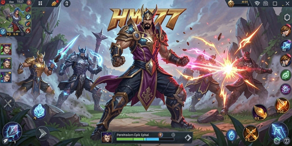 Gameplay seru HW777 yang penuh aksi dan strategi MOBA.
