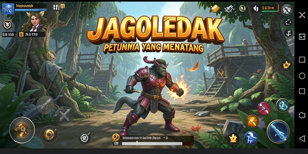 Tangkapan layar menunjukkan aksi permainan seru dalam JAGOLEDAK.