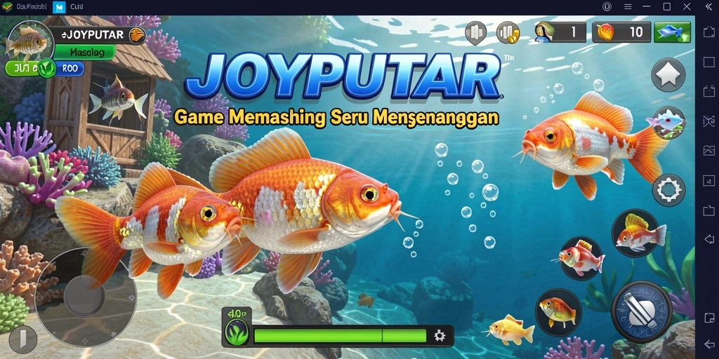 Screenshot gameplay JOYPUTAR menampilkan aksi memancing yang seru.