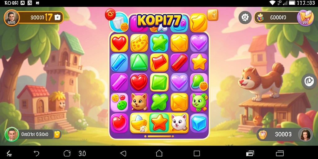 Tangkapan layar gameplay KOPI77 menunjukkan keseruan permainan Match-3.