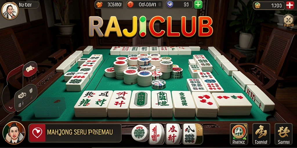 Tampilan gameplay RAJACLUB dengan ubin Mahjong yang menakjubkan.