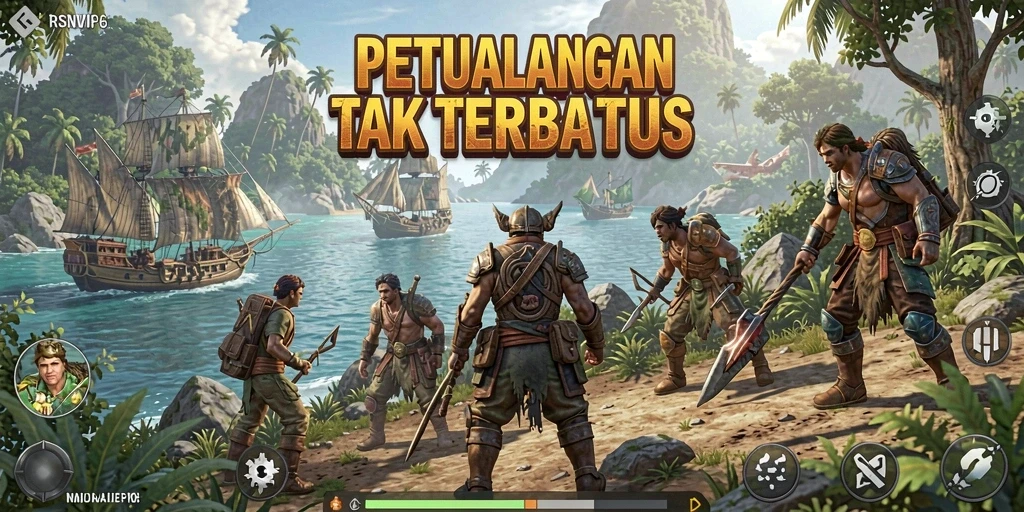 Screenshot gameplay RSNVIP6 menunjukkan keindahan dunia terbuka yang luas.
